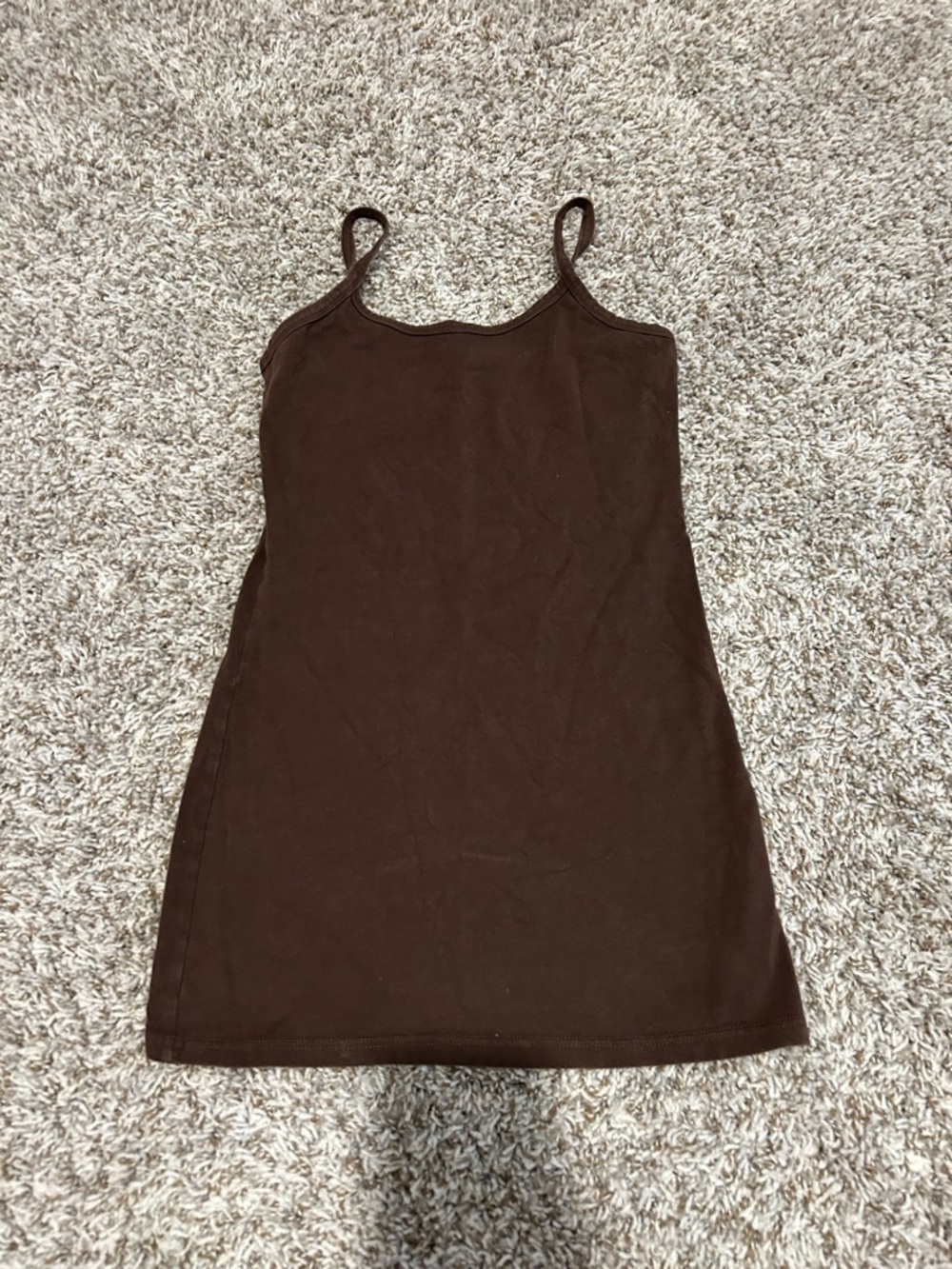 Simple Brown Spaghetti Strap Tank Long Cami